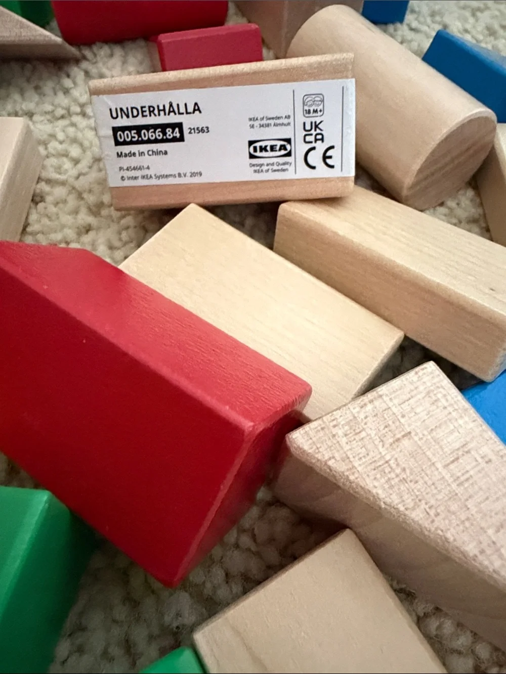 IKEA Colorful Wooden Building Blocks Set - Red, Blue, Green, Yellow, Natural